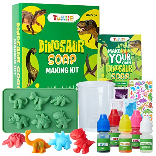 TuKIIE Dino Soap Making Kit for Kids, Dinosaur Toy for Kids, Indoor Activity Crafts for Boys Girls, Birthday Gift for Kids 5+