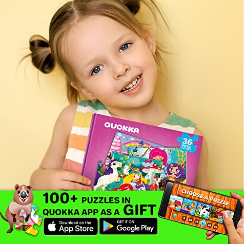Magnetic Puzzles for Kids Ages 3-5 - 36 Pieces Travel Toddler Puzzles by QUOKKA - Princess Unicorn Car Activities Toy for Girls 4-8 yo - Learning Magnet for Road Trip