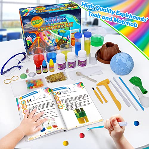 UNGLINGA 50+ Science Lab Experiments Kit for Kids Age 4-6-8-10, STEM Activities Educational Scientist Toys Gifts for Boys Girls Chemistry Set, Gemstone Dig, Volcano Eruption, Crystal Growing