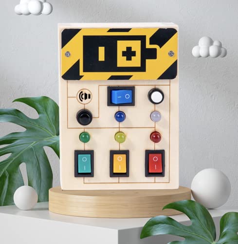 Montessori Busy Board for Kids and Toddlers | Baby Activity Board | Toddler Sensory Toy | Fun and Educational | LED Lights and Sounds | Buttons Table Switch Play Game for Young Children | Activities