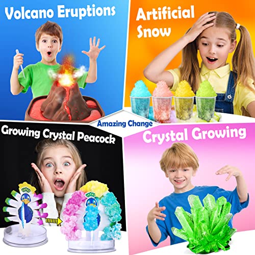 UNGLINGA 60+ Science Experiments Kits for Kids Age 4-6-8-12 Boys Girls Toys Gifts Science Lab STEM Activities Educational Project with Chemistry Set, Crystal Growing, Erupting Volcano, Magic Colour