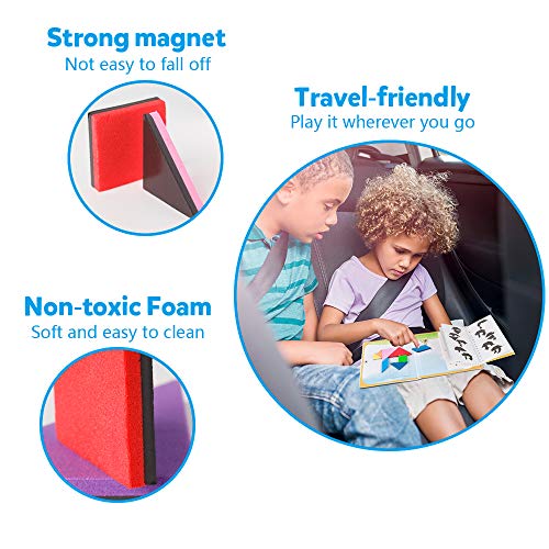 Coogam Magnetic Travel Tangram Puzzles Book Games IQ Educational Toys for Kids Adults (360 Patterns)