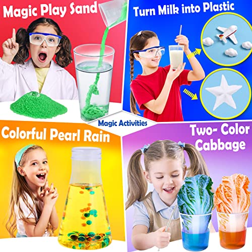UNGLINGA 60+ Science Experiments Kits for Kids Age 4-6-8-12 Boys Girls Toys Gifts Science Lab STEM Activities Educational Project with Chemistry Set, Crystal Growing, Erupting Volcano, Magic Colour