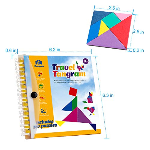 Coogam Magnetic Travel Tangram Puzzles Book Games IQ Educational Toys for Kids Adults (360 Patterns)