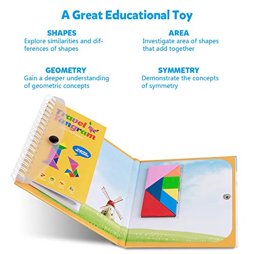 Coogam Magnetic Travel Tangram Puzzles Book Games IQ Educational Toys for Kids Adults (360 Patterns)