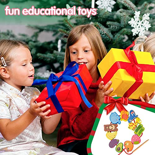 Montessori Toys Gifts for 3 Year Olds, Wooden Toddler Toys for Kids, Educational Learning Threading Toys for Boys Girls Preschool Activities Stringing Bead Set Games 3 4 5 Year Old Children Present