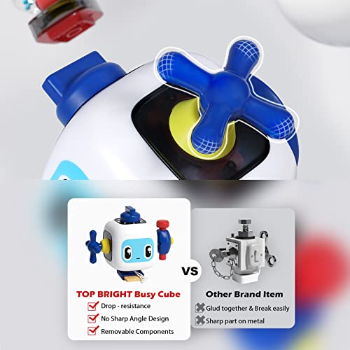 TOP BRIGHT Busy Cube for Toddlers Age 1-3 Year Old, Activity Cube Travel Toys for Kids, Educational Preschool Fidget Cube Sensory Toys Gift for Boys Girls
