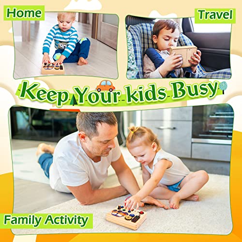 Auney Montessori Toys Busy Board Wooden Sensory Toys for Toddlers 1 2 3 Light Up LED Board Switch Early Development & Activity Toys for Kids Boys & Girls for Kids