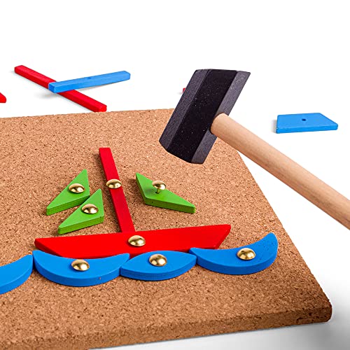 Bigjigs Toys, Pin-a-Shape Set - 229 pc, Pin Art, Kids Art Set, Pin Board, Activity Board, Arts and Crafts For Kids, Wooden Shapes Game, Early Development & Activity Toys
