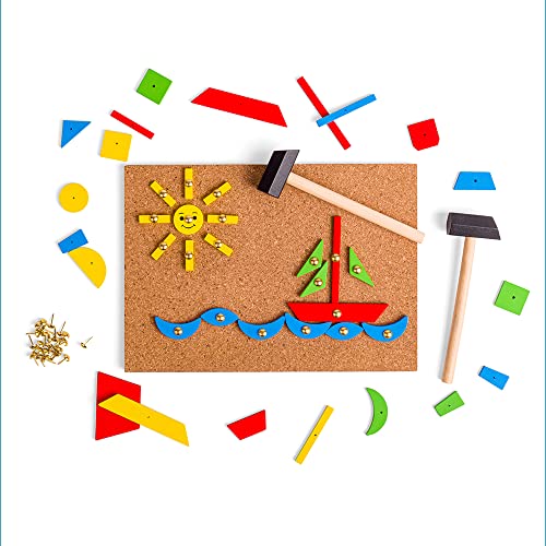 Bigjigs Toys, Pin-a-Shape Set - 229 pc, Pin Art, Kids Art Set, Pin Board, Activity Board, Arts and Crafts For Kids, Wooden Shapes Game, Early Development & Activity Toys