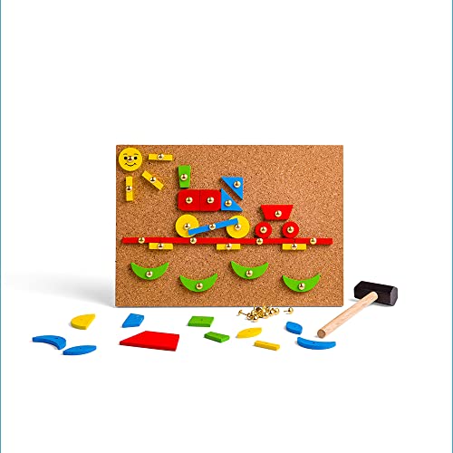 Bigjigs Toys, Pin-a-Shape Set - 229 pc, Pin Art, Kids Art Set, Pin Board, Activity Board, Arts and Crafts For Kids, Wooden Shapes Game, Early Development & Activity Toys
