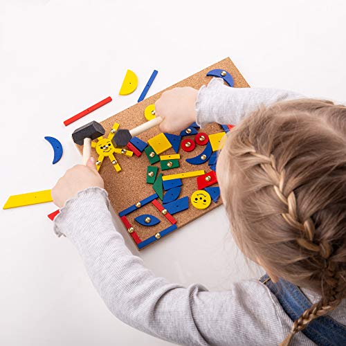 Bigjigs Toys, Pin-a-Shape Set - 229 pc, Pin Art, Kids Art Set, Pin Board, Activity Board, Arts and Crafts For Kids, Wooden Shapes Game, Early Development & Activity Toys