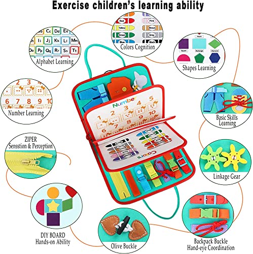 Toddle Busy board, 74-IN-1 Montessori Toy Autism Sensory Board for Kids, Car Plane Activity Board Travel Toys, Preschool Educational Toys for 1-6 Year Old Boys Girls,Vast Space Theme Gifts