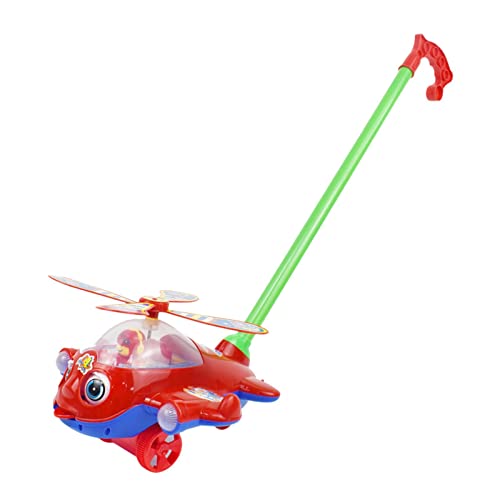 Baoblaze Push Along Walking Toy with Long Handle Push Along Helicopter Toy with Bell Sound Push and Pull Hand Wheel Toy Early Development Activity Toys for Kids Girls Boys, Random color