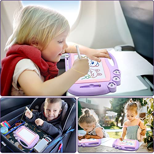 Magnetic Drawing Board Travel Size, Erasable Doodle Sketching Writing Board Pad Travel Games for Kids in Car, Early Education Learning Skill Development Toys for Girls Age 2 3 4 Year Old