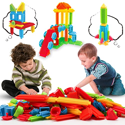 Soulmemes Stickle Bricks Blocks-150pcs PVC Bag Large Size Set Hedgehog Blocks for Kids brain development Early Education Toys