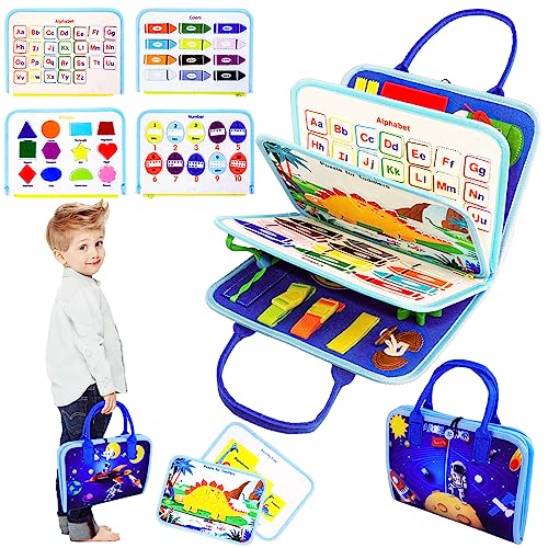 ariel-gxr Busy Board for Toddlers, Sensory Board Montessori Toys for 12 3 4+ Year Old, Learning Toys for Kids to Fine Motor Skills, Plane Activities for Toddler Travel Toys Gifts (Planet)