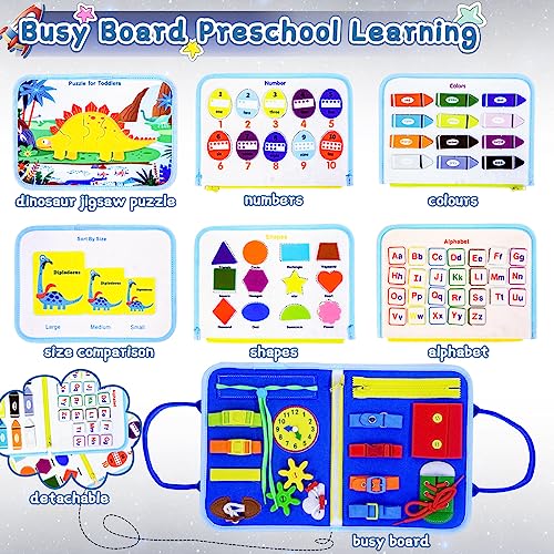 ariel-gxr Busy Board for Toddlers, Sensory Board Montessori Toys for 12 3 4+ Year Old, Learning Toys for Kids to Fine Motor Skills, Plane Activities for Toddler Travel Toys Gifts (Planet)