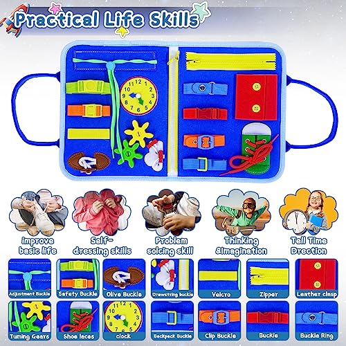 ariel-gxr Busy Board for Toddlers, Sensory Board Montessori Toys for 12 3 4+ Year Old, Learning Toys for Kids to Fine Motor Skills, Plane Activities for Toddler Travel Toys Gifts (Planet)