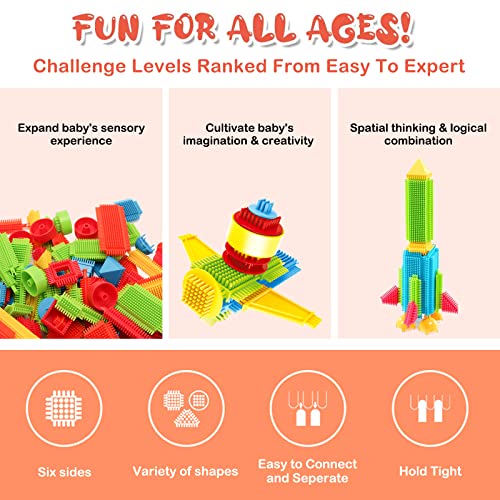Soulmemes Stickle Bricks Blocks-150pcs PVC Bag Large Size Set Hedgehog Blocks for Kids brain development Early Education Toys