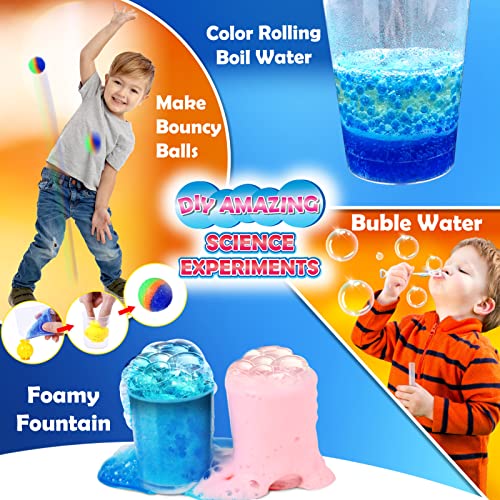 UNGLINGA 30+ Experiments Science Kits for Kids Age 4 5 6 7 8 9 10 Educational STEM Toys Gifts for Boys Girls, Chemistry Set, Bouncy Ball, Volcano, Color Learning Activities Scientific Tools Toys