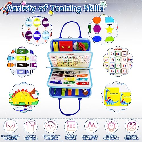 ariel-gxr Busy Board for Toddlers, Sensory Board Montessori Toys for 12 3 4+ Year Old, Learning Toys for Kids to Fine Motor Skills, Plane Activities for Toddler Travel Toys Gifts (Planet)