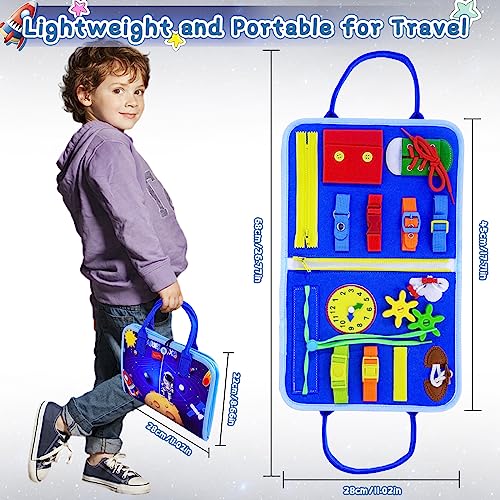 ariel-gxr Busy Board for Toddlers, Sensory Board Montessori Toys for 12 3 4+ Year Old, Learning Toys for Kids to Fine Motor Skills, Plane Activities for Toddler Travel Toys Gifts (Planet)
