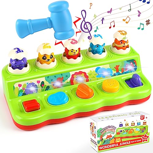 DINORUN Pop up Toy Montessori Toys for 1 2 3 Year Old Boys Girls Baby Toys with Hammer, Early Development & Activity Toys Educational Toys Fine Motor Skills Toys for Babies 6-12 Months