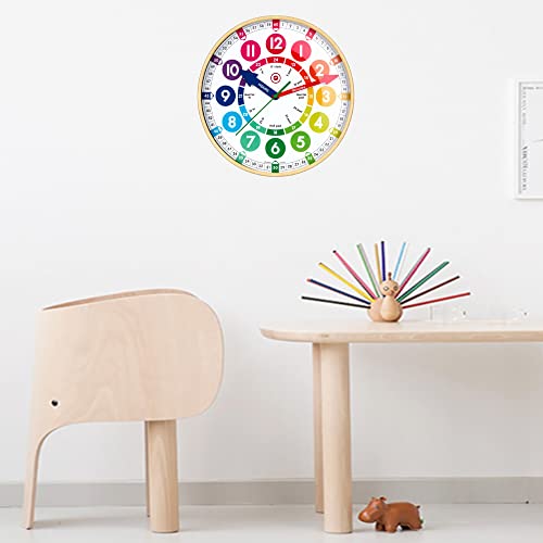 Children’s Learning Large 12” Wall Clock – Early Development and Activity, Learn to Tell the Time- Safe Acrylic Face, Silent Sweep Mechanism
