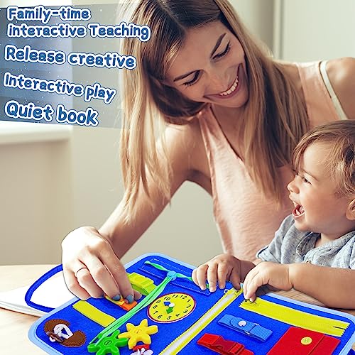 ariel-gxr Busy Board for Toddlers, Sensory Board Montessori Toys for 12 3 4+ Year Old, Learning Toys for Kids to Fine Motor Skills, Plane Activities for Toddler Travel Toys Gifts (Planet)
