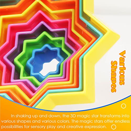 Yiran 3D Magic Star Circles Fidget Spinner Colorful Sensory Toy, Portable Fidget Stress Relief Novelty Puzzle Game Anti-Anxiety Poper Hand Toy Early Educational Toy Brain Development Toy Gift for Kids