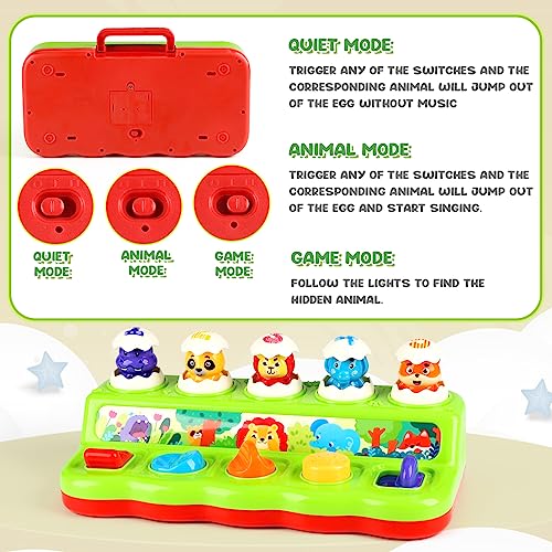 DINORUN Pop up Toy Montessori Toys for 1 2 3 Year Old Boys Girls Baby Toys with Hammer, Early Development & Activity Toys Educational Toys Fine Motor Skills Toys for Babies 6-12 Months