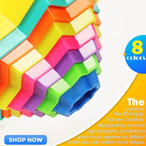 Yiran 3D Magic Star Circles Fidget Spinner Colorful Sensory Toy, Portable Fidget Stress Relief Novelty Puzzle Game Anti-Anxiety Poper Hand Toy Early Educational Toy Brain Development Toy Gift for Kids
