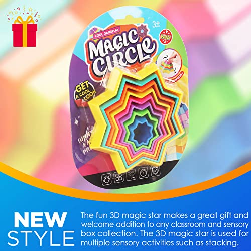 Yiran 3D Magic Star Circles Fidget Spinner Colorful Sensory Toy, Portable Fidget Stress Relief Novelty Puzzle Game Anti-Anxiety Poper Hand Toy Early Educational Toy Brain Development Toy Gift for Kids