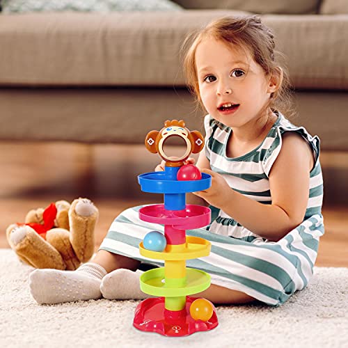 SOKA Drop and Go Ball Ramp 5 Layer Swirling Tower Baby Toy Early Educational Development Toys Sensory Game Activity Puzzle Stacking Play Gifts for Baby Girls Boys Toddlers Kids Children 18 Months+