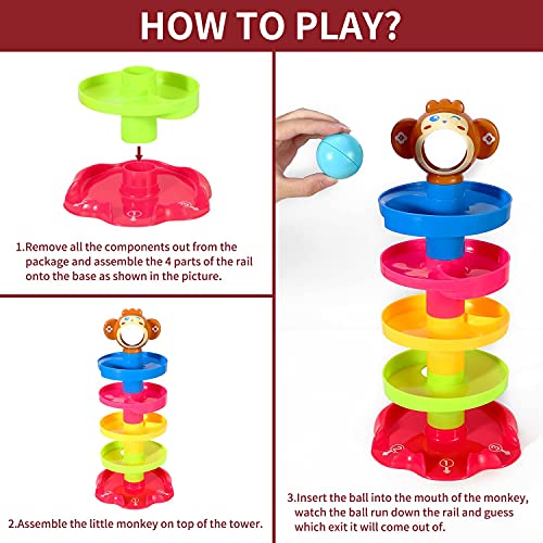 SOKA Drop and Go Ball Ramp 5 Layer Swirling Tower Baby Toy Early Educational Development Toys Sensory Game Activity Puzzle Stacking Play Gifts for Baby Girls Boys Toddlers Kids Children 18 Months+
