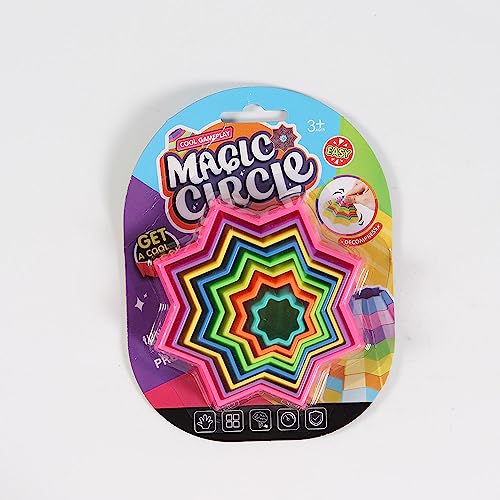 Yiran 3D Magic Star Circles Fidget Spinner Colorful Sensory Toy, Portable Fidget Stress Relief Novelty Puzzle Game Anti-Anxiety Poper Hand Toy Early Educational Toy Brain Development Toy Gift for Kids