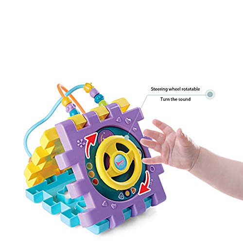 Activity Cube Shape Sorter - 9 in 1 Multifunction Baby Activity Center Early Development & Activity toys with Piano, Bead Maze Toy Baby Musical Toys Educational Gift for 1,2,3 Years Old Toddler Kids