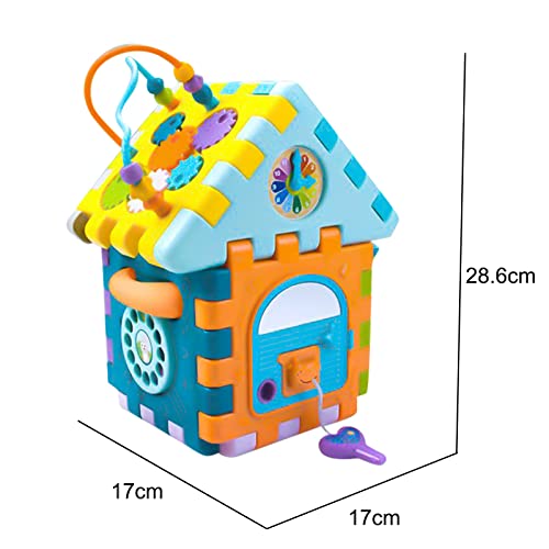Activity Cube Shape Sorter - 9 in 1 Multifunction Baby Activity Center Early Development & Activity toys with Piano, Bead Maze Toy Baby Musical Toys Educational Gift for 1,2,3 Years Old Toddler Kids