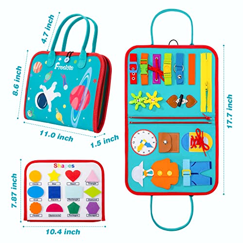 Freekite Busy Board for Toddlers, Montessori Sensory Activities, Early Development Toys, Preschool Educational Toys, Fine Motor Skills Toys and Gifts for Kids Aged 2, 3, 4, 5, 6 (Outer Space)