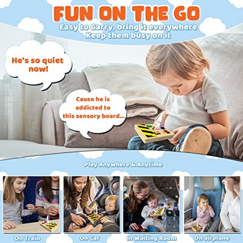 STAY GENT Montessori Toys Light Up Busy Board Switch Toys for Toddlers Aged 1 2 3 4, Toddler Montessori Educational Wooden Sensory Board Early Development & Activity Toys Gifts for Kids Boys Girls