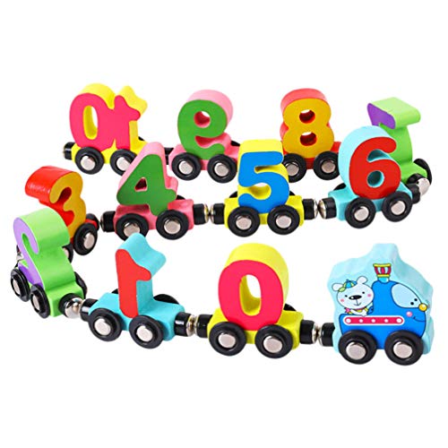 TOYANDONA 1 Set Wooden Train Toys Set Train Cars Digital Toys Toys Train Sets Wooden Magnetic Train Toys Montessori Toys Early Educational Development Toys for Kids Toddler Boys