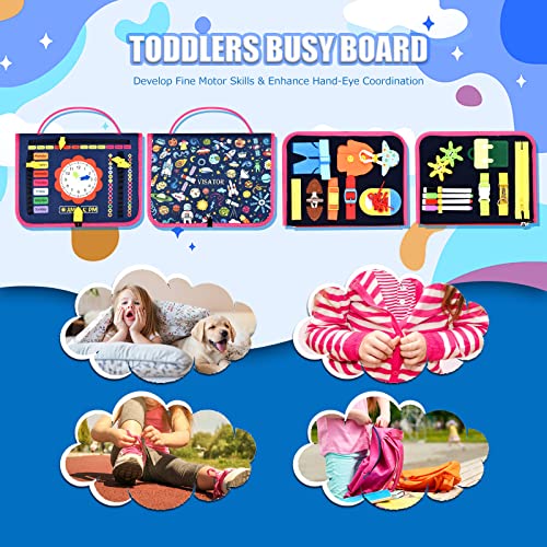 Busy Board Montessori Toys For Toddlers Sensory Toys Gifts For 1 2 3 4 5 6 Year Old Girls Boys Preschool Educational Learning Toys Activity Board For Fine Motor Skills Kids Airplane Car Travel Toys
