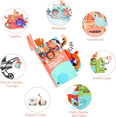 Vicloon Baby Soft Books, Baby Cloth Book, Crinkle Sensory Touch and Feel Book, Early Learning Babies First Books Quiet Books for 0-3 Year Old Toddlers Kids for Education Intelligence Development