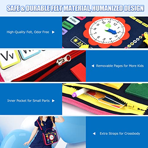 Busy Board Montessori Toys For Toddlers Sensory Toys Gifts For 1 2 3 4 5 6 Year Old Girls Boys Preschool Educational Learning Toys Activity Board For Fine Motor Skills Kids Airplane Car Travel Toys