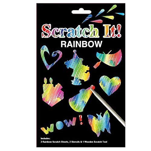 Magic Rainbow Scratch Paper Art Kit for Kids and Adults with Wooden Stylus Scratchers Travel Activity on Airplane or Car, Great Sensory Stress Relief Anxiety Autism ADHD (2 Pieces A5 Scratch Magic)