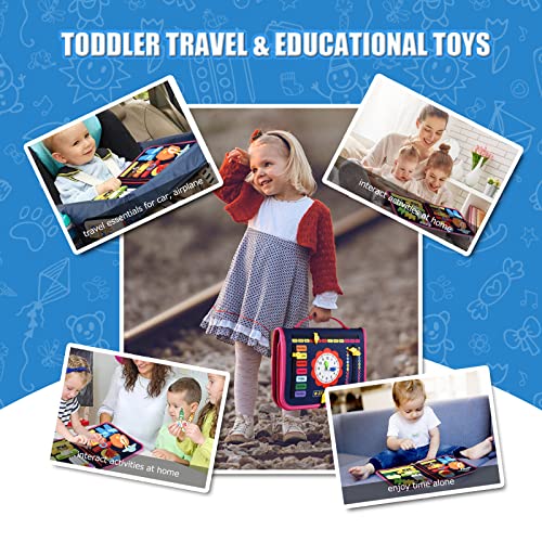 Busy Board Montessori Toys For Toddlers Sensory Toys Gifts For 1 2 3 4 5 6 Year Old Girls Boys Preschool Educational Learning Toys Activity Board For Fine Motor Skills Kids Airplane Car Travel Toys