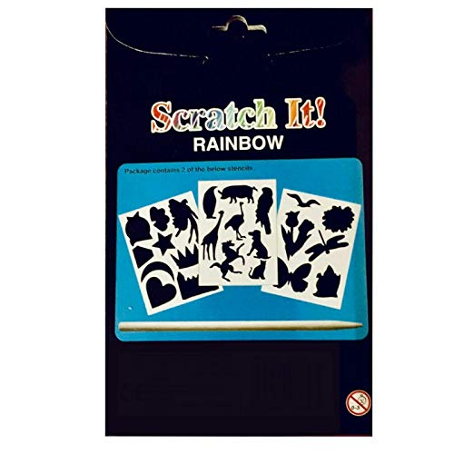 Magic Rainbow Scratch Paper Art Kit for Kids and Adults with Wooden Stylus Scratchers Travel Activity on Airplane or Car, Great Sensory Stress Relief Anxiety Autism ADHD (2 Pieces A5 Scratch Magic)