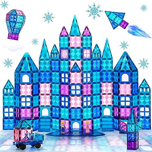 Magnetic Building Blocks 52 pcs,Kids Toys for 2 3 4 5 Year Old Boys Girls with Strong Magnet,Magnetic Tiles for Princess Pretend Play Games and Early Development Gift for Girls Boys Age 3 4 5 6 7 8 9