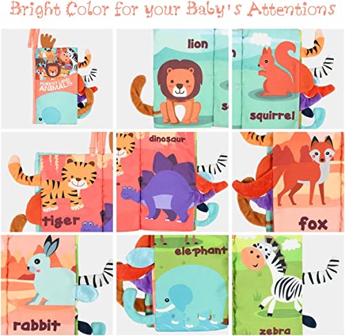 Vicloon Baby Soft Books, Baby Cloth Book, Crinkle Sensory Touch and Feel Book, Early Learning Babies First Books Quiet Books for 0-3 Year Old Toddlers Kids for Education Intelligence Development